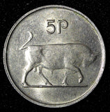 Ireland Republic Copper-Nickel 1978 5 Pence Bull  KM# 22 (28 853)