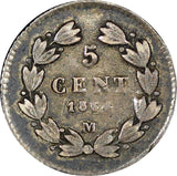 Mexico EMPIRE OF MAXIMILIAN Silver 1864 M 5 Centavos SCARCE  XF+ KM# 385.1  (3)