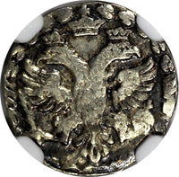 RUSSIA Peter I the Great Silver 1704 BК Altyn NGC AU53 Toned RARE KM#119 (033)