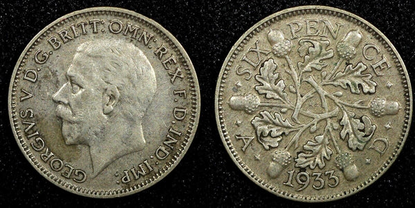 Great Britain George V (1910-1936) Silver 1933 6 Pence KM# 832 (24 189)