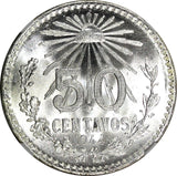 Mexico ESTADOS UNIDOS Silver 1944 M 50 Centavos NGC MS67 GEM BU KM# 447 (047)