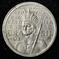 Brazil Copper-Nickel 1932 100 Reis 400th Anniversary of Colonization KM# 527 (8)