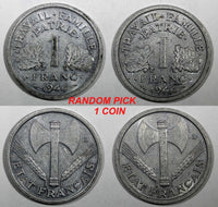 FRANCE Aluminum 1944 1 Franc WWII ISSUE XF  KM# 902.1 RANDOM PICK (1 Coin) (0)