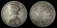 India-British Victoria Silver 1862 Rupee XF Condition .Toned   KM# 473 (27 556)