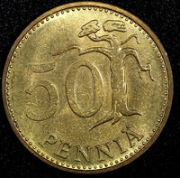 Finland Aluminum-Bronze 1964 S 50 Pennia UNC/BU Toned KM# 48 (24 111)