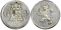 GUATEMALA Ferdinand VII Silver 1821 G 1/4 Real Castle / Lion UNC KM# 72 (25 178)