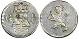 GUATEMALA Ferdinand VII Silver 1821 G 1/4 Real Castle / Lion UNC KM# 72 (25 178)