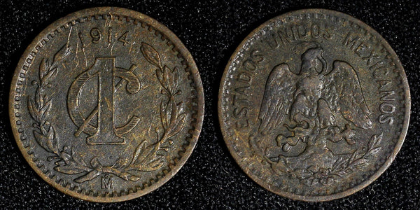 Mexico ESTADOS UNIDOS MEXICANOS Bronze 1914 Mo 1 Centavo wide date KM# 415 (446)