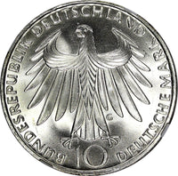 Germany - Federal Republic Silver 1972 G  10 Mark NGC MS66 TOP GRADED KM# 132(6)