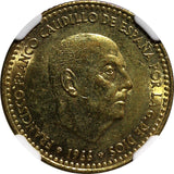 Spain Francisco Franco 1966 (74) 1 Peseta  NGC MS64 KM# 796 (003)