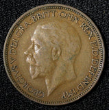 Great Britain George V Bronze 1927 1/2  Penny KM# 824 (28 904)