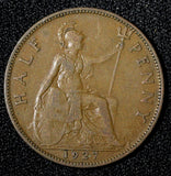 Great Britain George V Bronze 1927 1/2  Penny KM# 824 (28 904)