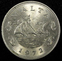 MALTA Copper-Nickel 1972 10 Cents Barge of the Grand Master KM# 11 ( 24 494)