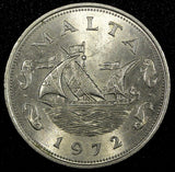 MALTA Copper-Nickel 1972 10 Cents Barge of the Grand Master KM# 11 ( 24 494)