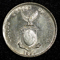 Philippines Silver 1937 M 10 Centavos 1sT Year Type Toned High Grade KM# 181 (2)