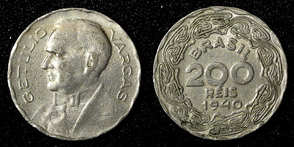 BRAZIL Copper-Nickel 1940 200 Reis Getúlio Dornelles Vargas KM# 545 (27 772)