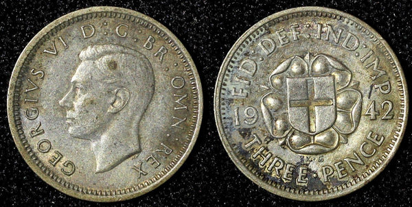 Great Britain George VI Silver 1942 3 Pence KM# 848  (28 199)