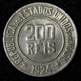 BRAZIL Copper-Nickel 1924 200 Reis Liberty 25mm KM# 519 (27 803)