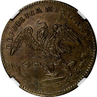 MEXICO Copper 1829 Mo 1/4 Real Federal NGC AU DETAILS 1st Date Type RARE KM# 358