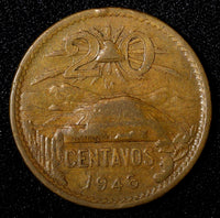 Mexico Bronze 1946 20 Centavos KM# 439 (27 433)