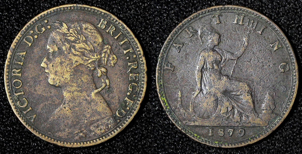 Great Britain Victoria Bronze 1879 Farthing KM# 753  (28 314)
