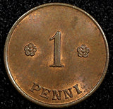 FINLAND Copper 1923 1 Penni UNC KM# 23 (24 156)