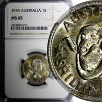 Australia Elizabeth II Silver 1953 1 Shilling Royal Mint NGC MS65 KM# 53 (017)