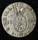 NORWAY Christian VII Silver 1783 HIAB 2 Skilling VF KM# 255 (30 031)