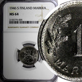 Finland Iron 1946 S 1 Markka NGC MS64 TOP GRADED BY NGC KM# 30b (005)