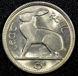 Ireland Republic Copper-Nickel 1968 3 Pence Hare UNC KM# 12a RANDOM PICK 1 Coin