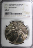 SAMOA Tanumafili II 1974  $1.00 Tala NGC MS67 Mint-24,000 TOP GRADED KM# 19 (17)