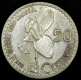 Guatemala Silver 1963 50 Centavos 31 mm Toned KM# 264 (24 653)