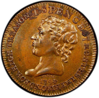 GREAT BRITAIN Middlesex Spence's Copper 1795 1/2 Penny Token PCGS MS63 BN DH-686