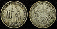 GUATEMALA Silver 1945 10 Centavos Guatemala City Mint KM# 239.1 (24 593)