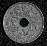 Denmark Christian X German Occupation Zinc 1945 25 Ore WWII Issue KM# 823.2a (3)
