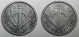 FRANCE Aluminum 1944 1 Franc WWII ISSUE XF  KM# 902.1 RANDOM PICK (1 Coin) (0)
