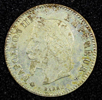 FRANCE Napoleon III Silver 1867 A  20 Centimes Mintage-352 ,510 KM# 808.1  (063)