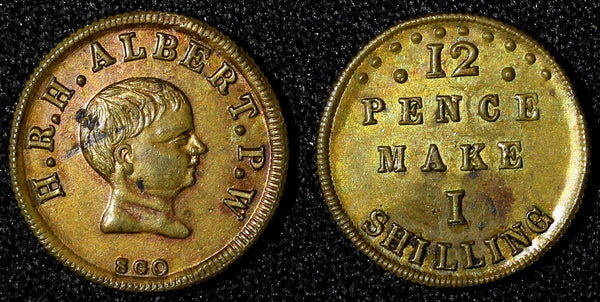 Great Britain (1843) G.B. Prince Albert 12 Pence Makes 1 Shilling Token R-359