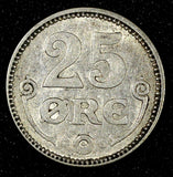 Denmark  Christian X Silver 1918 VBP GJ  25 Ore  KM# 815.1  (28 154)