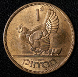 Ireland Republic Bronze 1968 1 Penny hen with chicks KM# 11 (28 989)