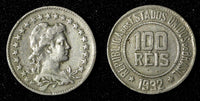 BRAZIL Copper-Nickel 1932 100 Reis Rio de Janeiro Mint KM# 518 (27 604)