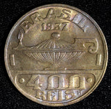 Brazil Oswaldo Cruz Copper-Nickel 1937 400 Reis High Grade Nice KM# 539 (28 058)