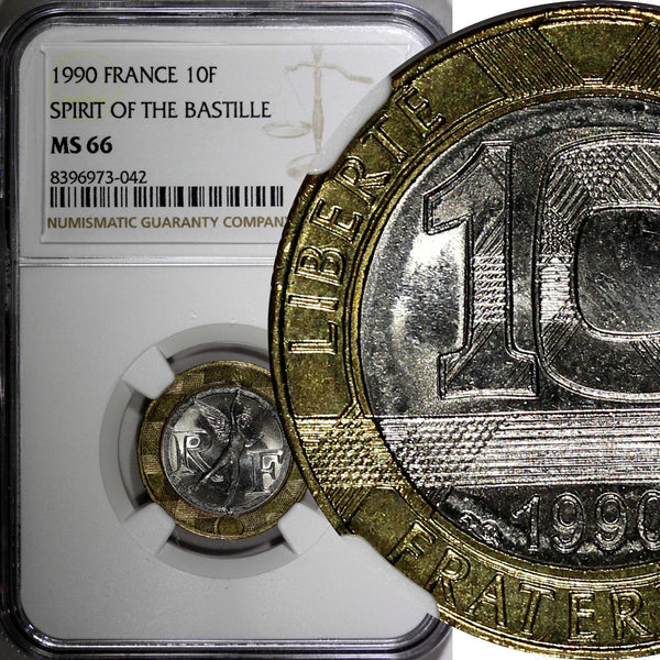 FRANCE 1990 10 Francs Spirit of Bastille NGC MS66 GEM BU KM# 964.1 (042)