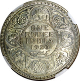 India-British George V Silver 1920 (C) Rupee NGC MS62 Calcutta Mint KM# 524 (06)