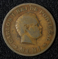 India-Portuguese Charles I Bronze 1901  1/4 Tanga Lisboa mint KM# 15 (27 988)