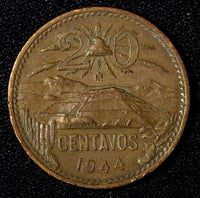 Mexico ESTADOS UNIDOS MEXICANOS Bronze 1944 20 Centavos  KM# 439 (27 583)