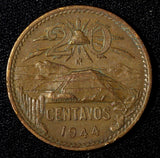 Mexico ESTADOS UNIDOS MEXICANOS Bronze 1944 20 Centavos  KM# 439 (27 583)