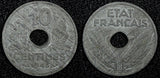 FRANCE Zinc 1943 10 Centimes WWII Issue XF KM# 903 (24 977)