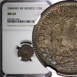 Mexico Silver 1846 MO MF  1/2 Real NGC MS63 Toned SCARCE KM# 370.9 (45)