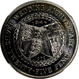 Isle Of Man  1972 25 Pence 25th Wedding NGC MS68 TOP GRADED KM# 25 (43)
